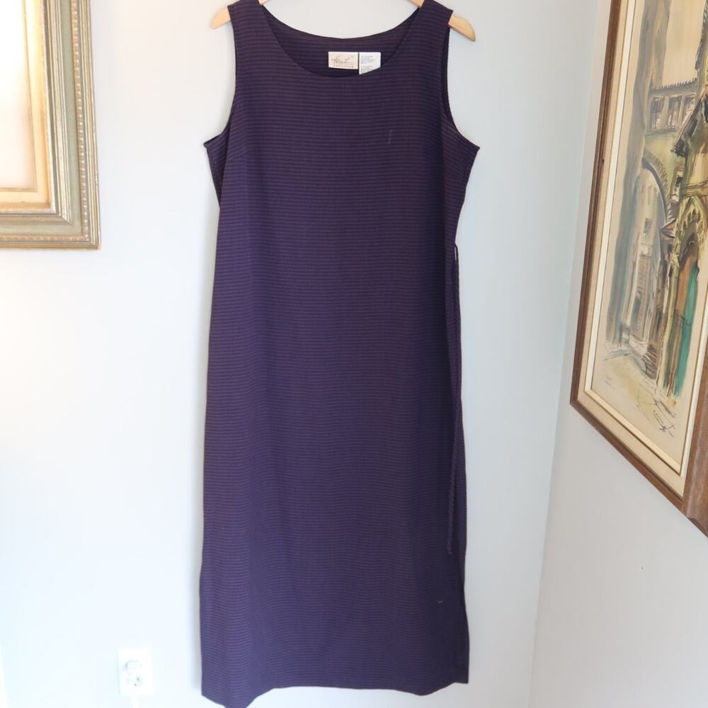 Kathie Lee Collection Dress Womens Size 16 Purple Check Scoop Neck Sleeveless
